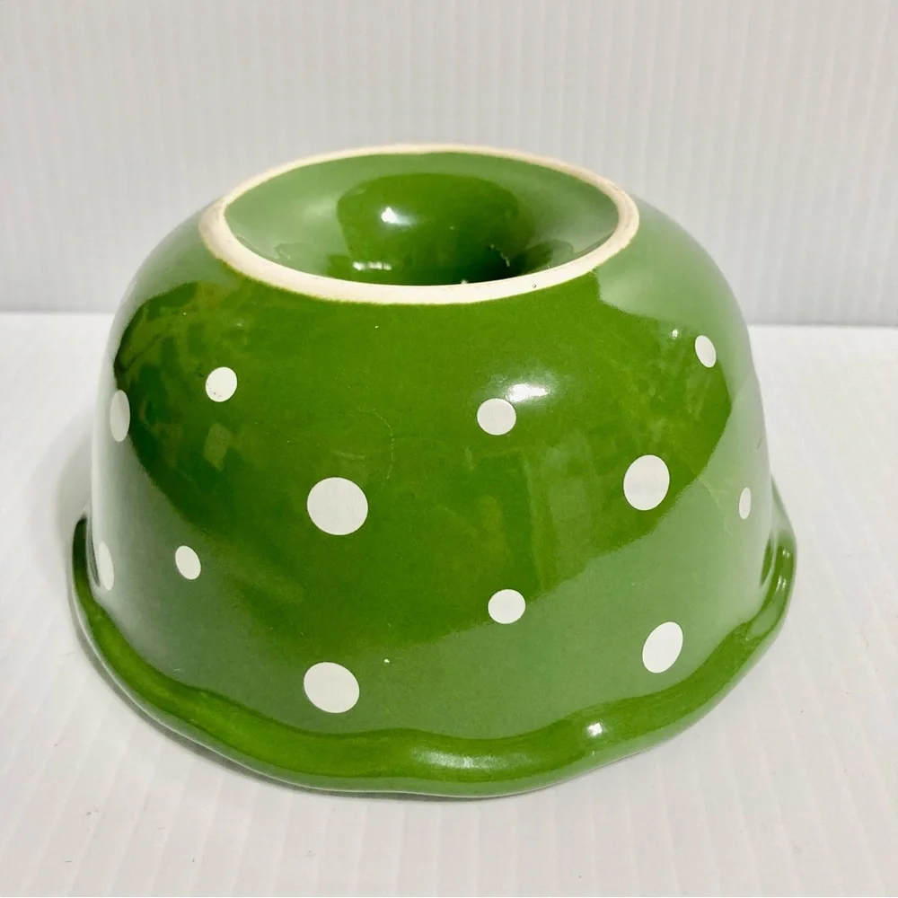 TEMP-TATIONS Ovenware Baking Mini by Green  White Polka Dots 2.5 x 5.5 in